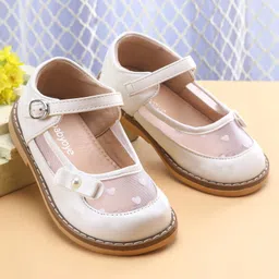 Babyoye Velcro Closure Ballerina With Bow Applique & Heart Detailing - White-picture-35