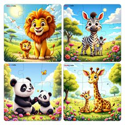 Fiddlys Wooden Jigsaw Puzzle Games for Children & Kids -9 Pieces Age 3+ Years Old Girls & Boys Animals Jigsaw Puzzle (Pack of 4 Wild Animal)-13