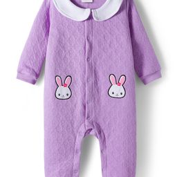 Babyhug Cotton Knit Full Sleeves Front Open Winter Wear Romper with Heart & Bunny Detailing - Lavender-picture-15