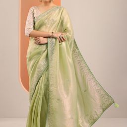 Libas Floral Embroidered Organza Saree-image-52