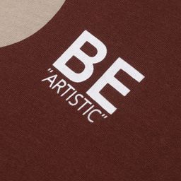 UCB Cotton Knit Half Sleeves T-Shirt With Color Block Design & Be Artistic Print - Brown image 3