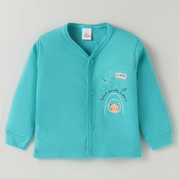 Mini Donuts Interlock Knit Full Sleeves Front Open Vests With Space Theme Print Pack of 3 - Turquoise Peach & Lime Green image 4