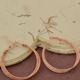 MEMOIR Brass-Plated Contemporary Hoop Earrings-image-0