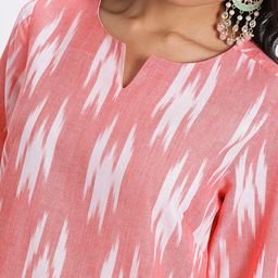 Anouk Ikat Print Regular Pure Cotton Kurta with Trousers & Dupatta image 5