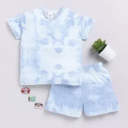 Clt.s Kids Blue & White Tie-Dye T-Shirt with Shorts-image-21