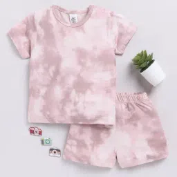 Clt.s Kids Dusty Pink & White Tie-Dye T-Shirt with Shorts-image-31
