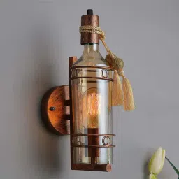 Homesake Copper Metal & Glass Rustic Wall Lamp - Set of 1 (Bulb not included)-image-18
