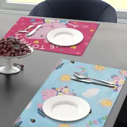 Saral Home Peppa Pig Pink & Blue Velvet Kids Placemats - Set of 2-35