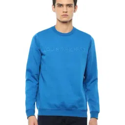 Louis Philippe Blue Cotton Regular Fit Logo Printed Sweatshirt-picture-13