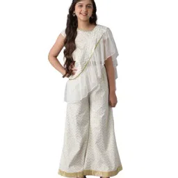 Aurelia Kids White Printed Top, Palazzos with Dupatta-image-20
