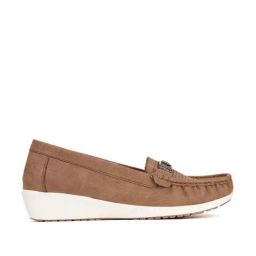 Bata Women's Tan Wedge Loafers-image-6