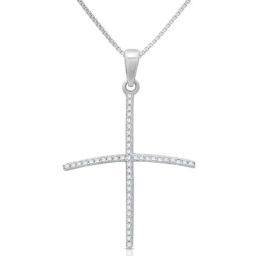 Anayra 92.5 Sterling Silver Cross Pendant with Chain for Women-image-99