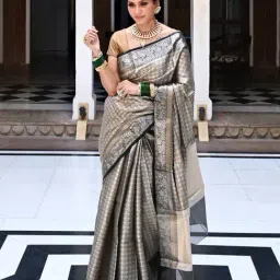 Banarasi Silk Works Black Woven Saree With Unstitched Blouse-picture-22