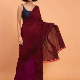 Suta Maroon Plain Saree Without Blouse-picture-15