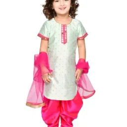 Saka Designs Kids Blue & Fuchsia Embellished Kurta with Dhoti & Dupatta-image-79