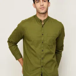 Code Casual Olive Cotton Regular Fit Shirt-image-52