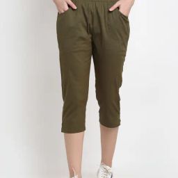 BRINNS Olive Mid Rise Cropped Capris-image-62