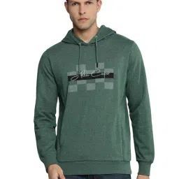 Allen cooper Olive Melange Regular fit Printed Hooded Sweatshirt-picture-25