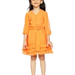Kiddopanti Kids Orange Solid Dress-picture-48