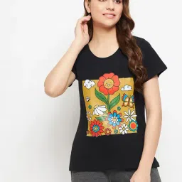 Clovia Black Printed T-Shirt-image-26
