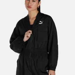 Puma Black Logo Print Sports Jacket-image-24