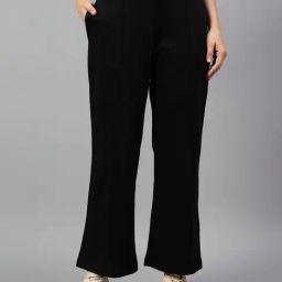 Cantabil Black Mid Rise Stretchable Trouser-image-45