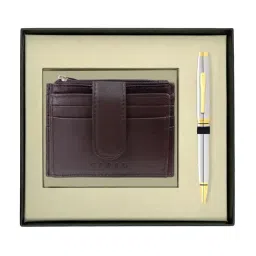 CROSS Chrome Coventry Gold Ball Point Pen and Card Holder Gift Set-picture-7