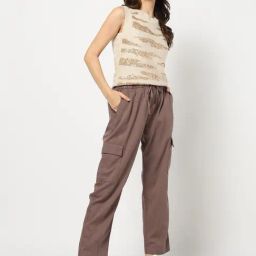 Gap Brown Cotton Solid Cargo Pants-image-17
