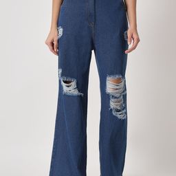 R.Code by The Roadster Life Co. Women Flared High-Rise Highly Distressed Jeans-picture-3