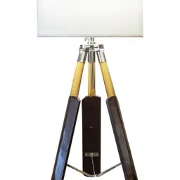 kapoor lamp shades Kapoor E Illuminations Brown Wooden Tripod Table Lamp - Set of 1 image 2