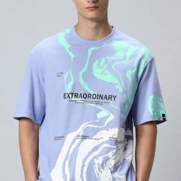 Bewakoof Baby Lavender Relaxed Fit Print Oversized T-Shirt-image-48