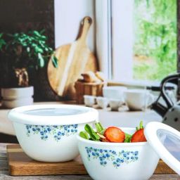 Cello White Opalware Mixing Bowl with Premium Lid - Set of 2-image-19
