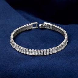 Zabby Allen Silver Plated American Diamond Studded Wraparound Bracelet-3