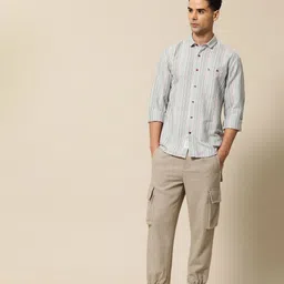 Mr Bowerbird Men Premium Tailored Fit Linen Cotton Striped Shirt-picture-15