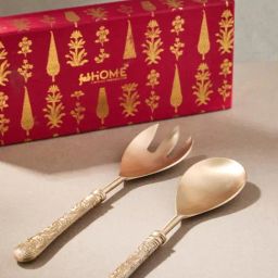Fabindia Hamza Brass Metal Textured Server - Set of 2-22