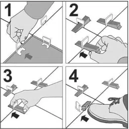 FLAMINGO ENTERPRISE Tile Leveling Spacer Clips with Post Level 360° Readability Non-Magnetic White 100 Accuracy 4 cm Length 2 mm Thickness (Pack of 150) image 4