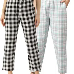 Kryptic Blue & Black Cotton Checks Lounge Pants (Pack Of 2)-picture-32