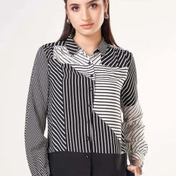 Annabelle By Pantaloons Jet Black Regular Fit Printed Shirt-image-99