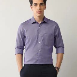 Arrow Purple Regular Fit Self Design Shirt-image-87
