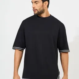 Styli Black Relaxed Fit Cotton Crew T-Shirt-picture-21