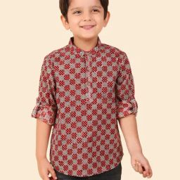Fabindia Kids Multicolor Printed Full Sleeves Short Kurta-image-44