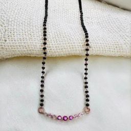 Arte Jewels 925 Sterling Silver Round Stone Rose Gold Mangalsutra For Women-image-69