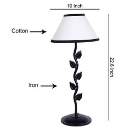 Devansh White & Black Solid Bedside Table Lamp with Shade image 5