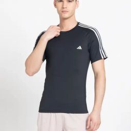 adidas Black Super Slim Fit Striped Training T-Shirt-image-68