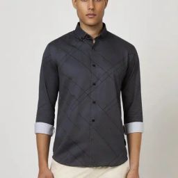 Van Heusen charcoal-grey Geometric Shirts-image-35