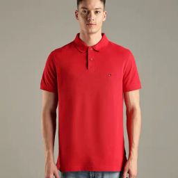 Tommy Hilfiger Primary Red Regular Fit Cotton Polo T-Shirt-image-93