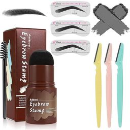 Adbeni Set Of 4 Twinkle Eyebrow Razor With Eyebrow Stamp - 24g - Light Brown-18