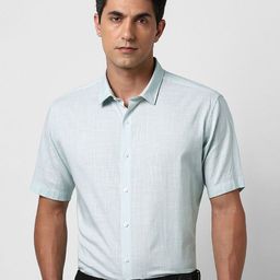 V Dot Men Spread Collar Solid Cotton Casual Shirt-image-12