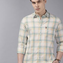 U.S. Polo Assn. Tailored Fit Checked Pure Cotton Casual Shirt-image-95