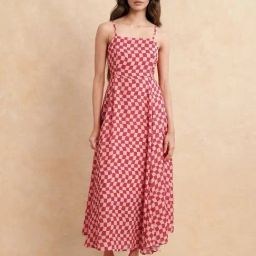 RAREISM Pink Cotton Printed Sleeveless Dress-image-56